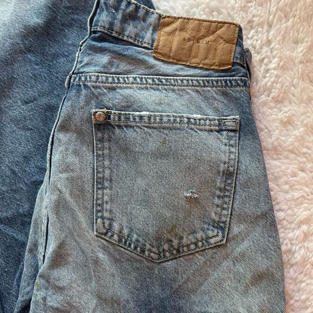 H&M Baggy Wide Leg Jeans Low Rise Size 2 (Grass Stain)